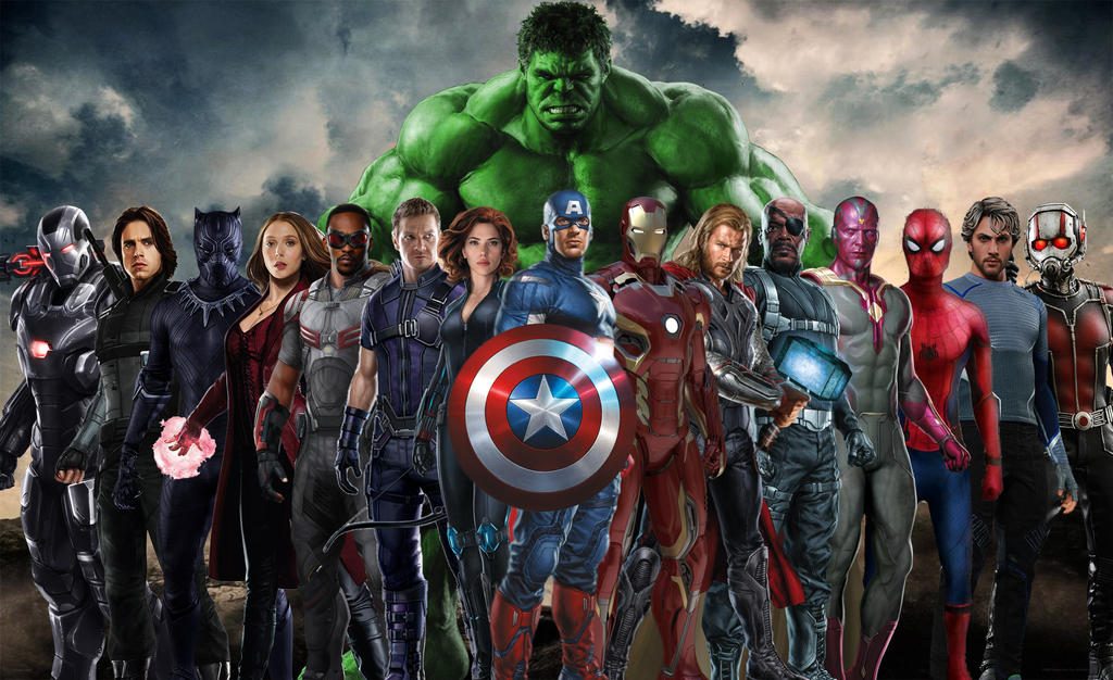 De Avengers uit de films naast elkaar