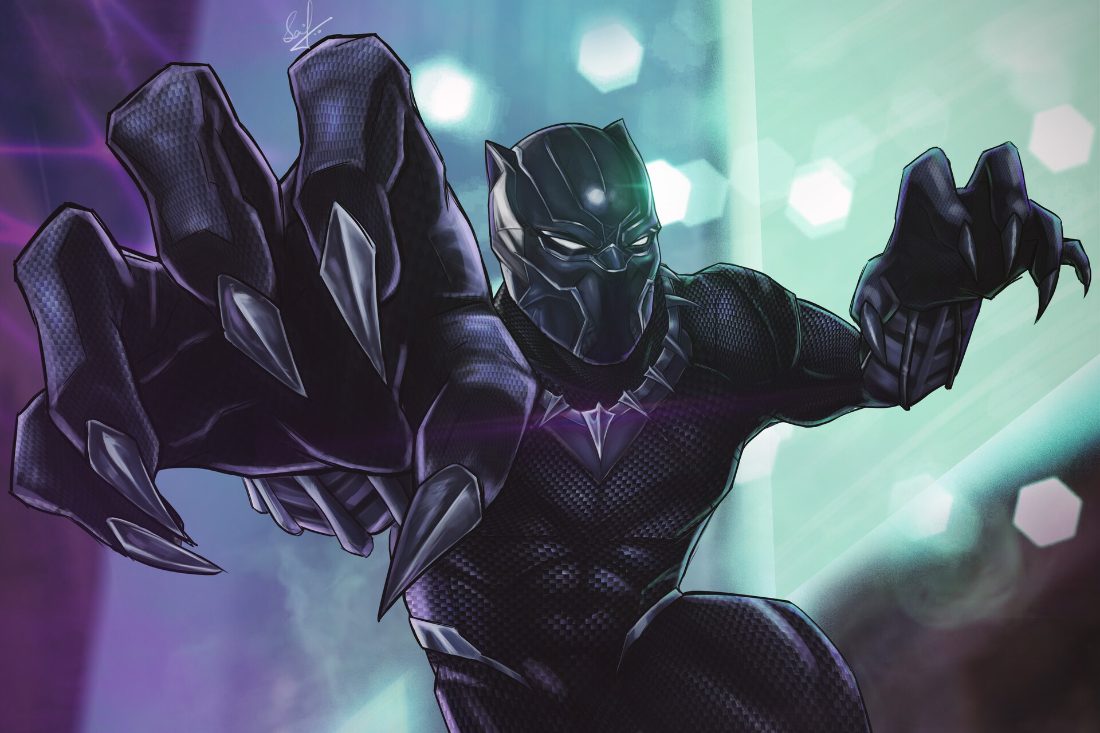 Black Panther met uitgestrekte klauwen