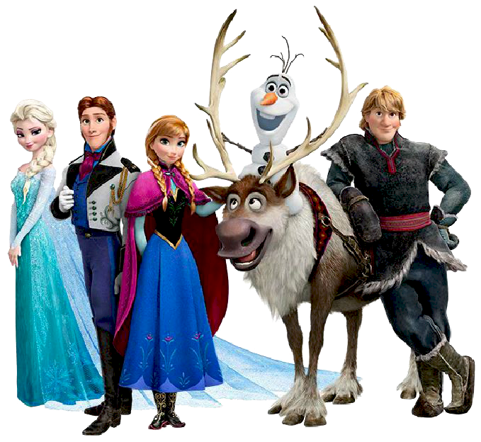 Elsa, Anna, Olaf, Kristoff en Sven uit Frozen