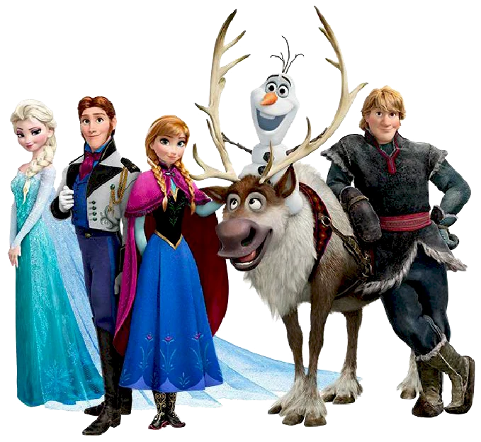 Elsa, Anna, Olaf, Kristoff en Sven uit Frozen