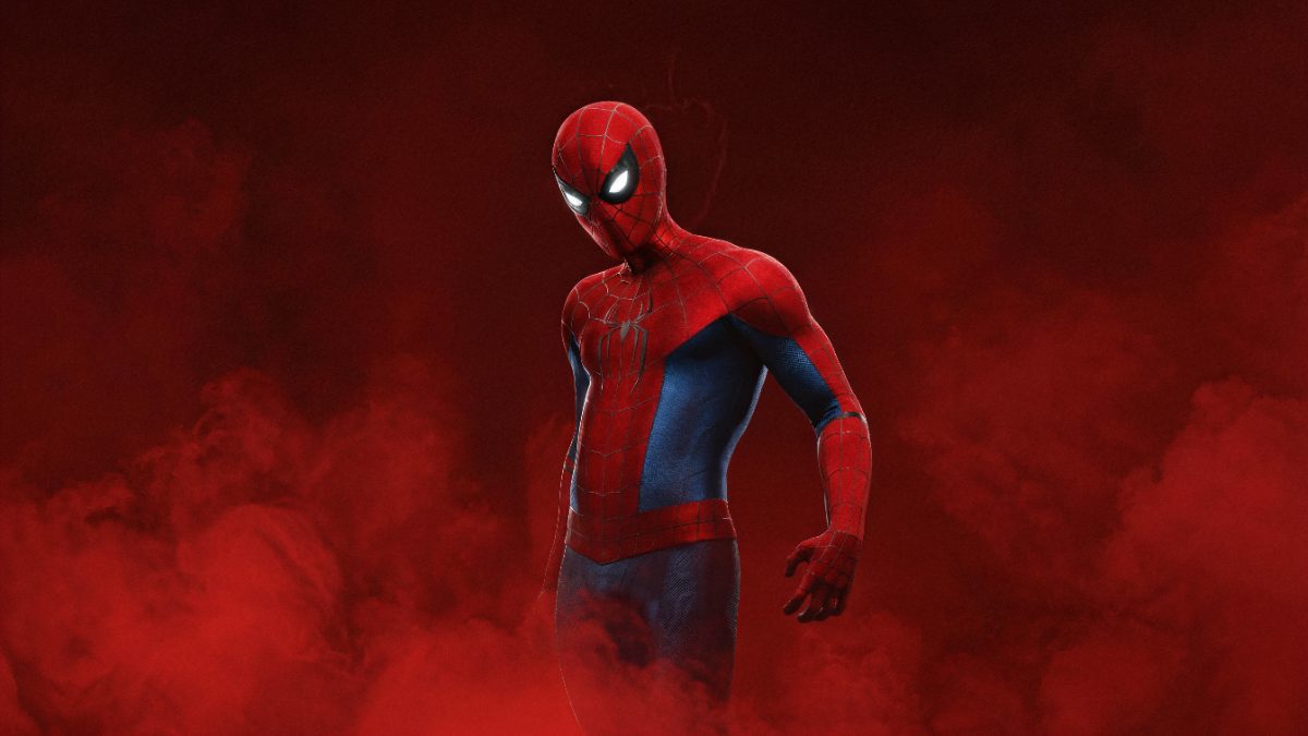 Spider-Man in rode rook