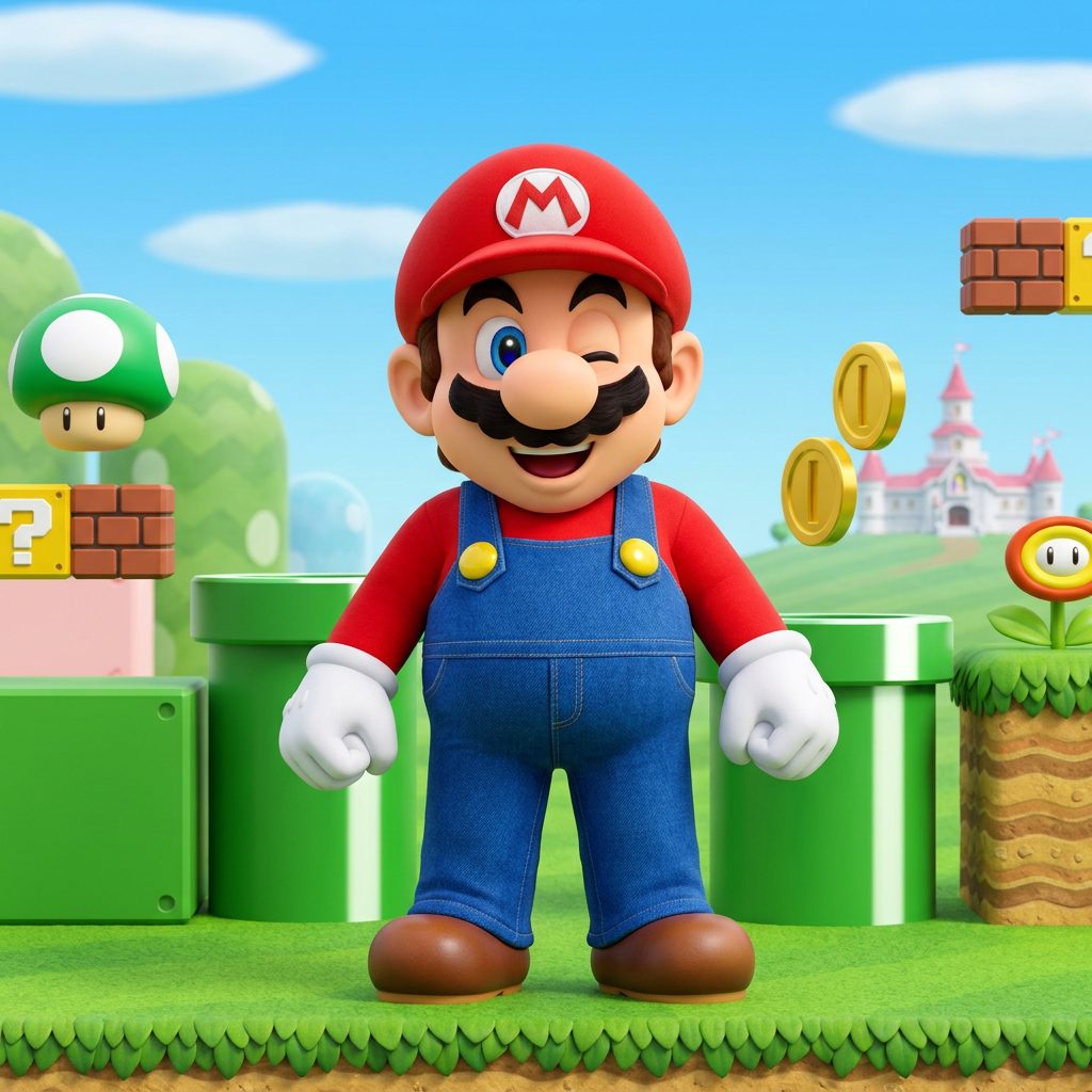 Super Mario in zijn spelwereld
